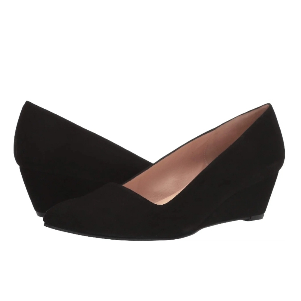 French Sole Clap wedge pump suede point toe heel black size 11 comfortable.